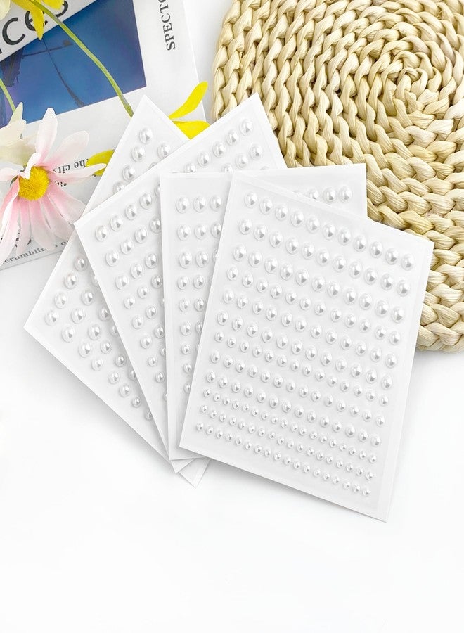 Quacc 660 PCS Pearl Hair Stickers, 3mm/4mm/5mm/6mm Self Adhesive Pearl Stickers Flat Back Pearls for Craft DIY Face Makeup Nail Decoration (White) - Image 4